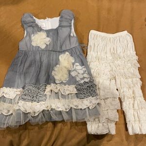 Isobella and Chloe ivory and blue set